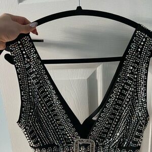 12th Tribe Black and Silver Embellished Dress